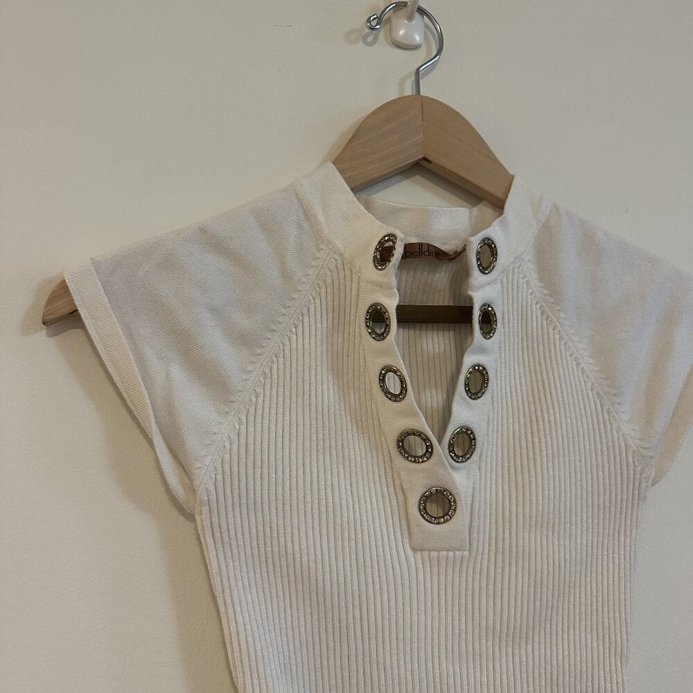 Vintage knit top with sparkling collar design size small